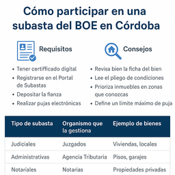 Cómo participar en una subasta del BOE en Córdoba